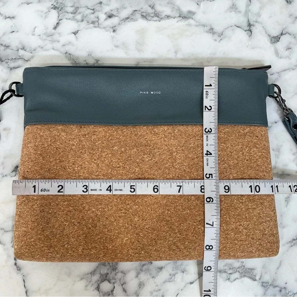 Pixie Mood Nicole Wristlet Crossbody Bag Vegan Leather Cork PETA Approved Gray